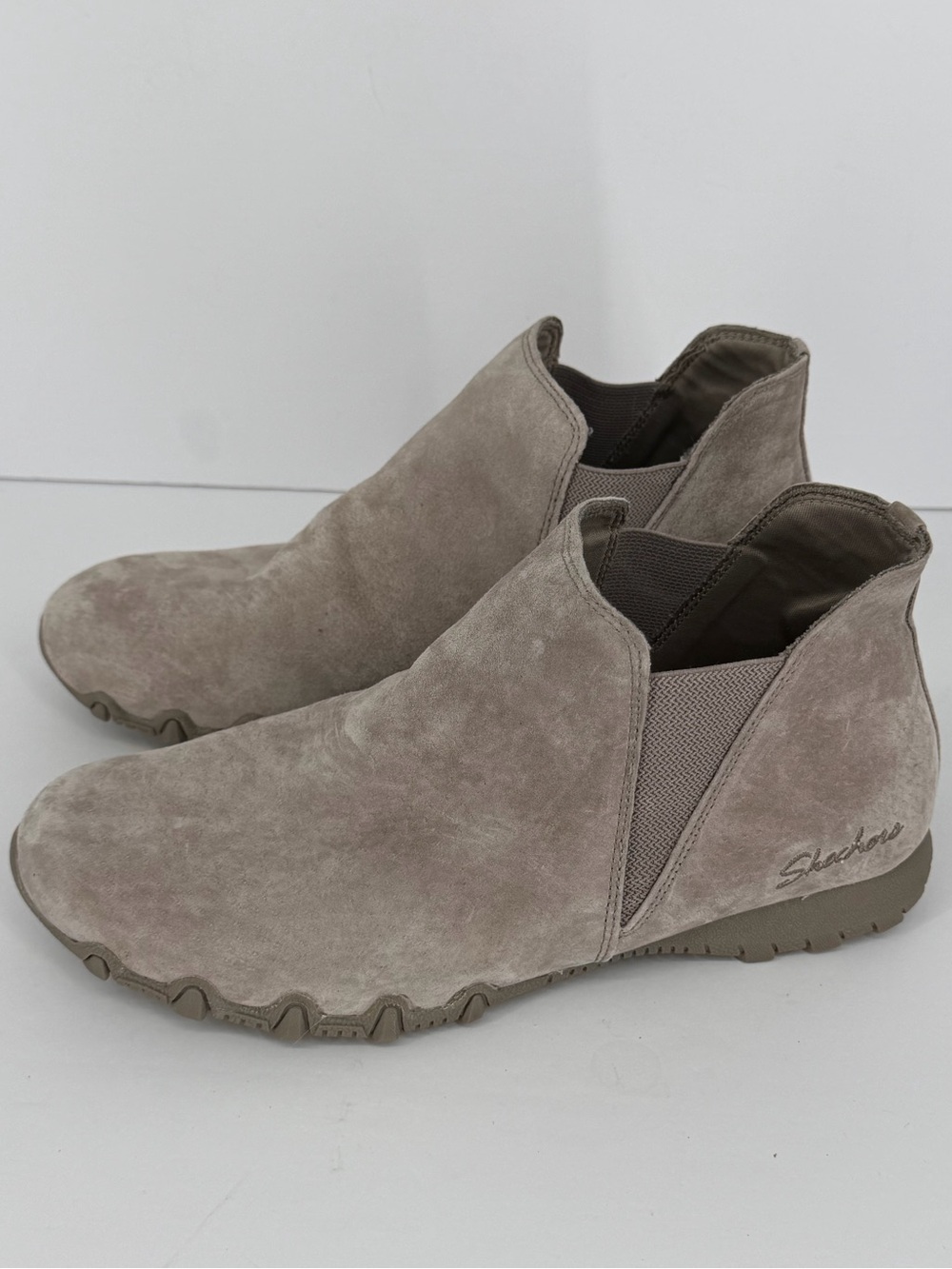 Skechers Taupe Chelsea Boot Bikers MC Bellore AirCooled Memory Foam Bootie 8